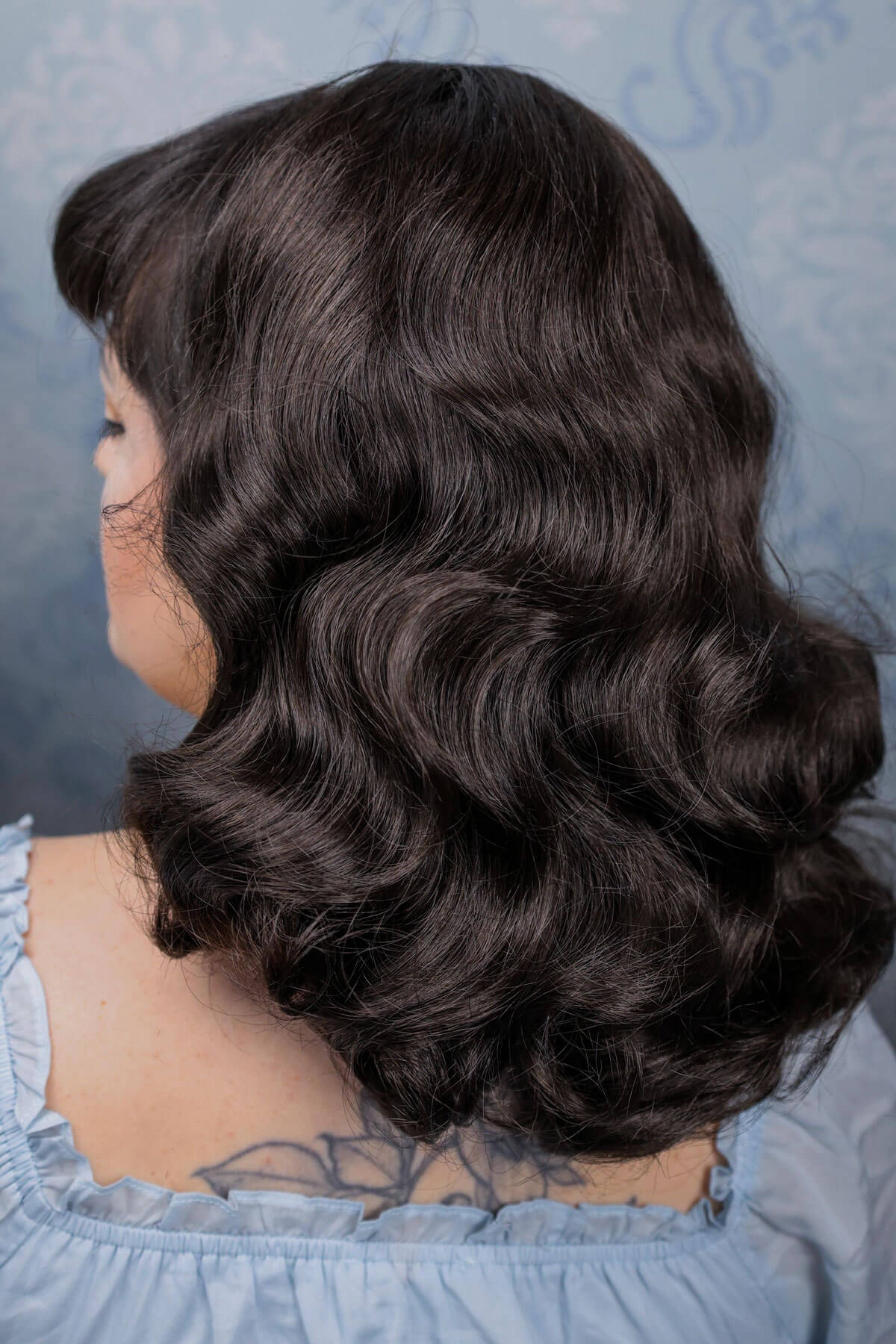 Shoulder length half wig hairpiece with beautiful marcel waves: Virginia - Image 21