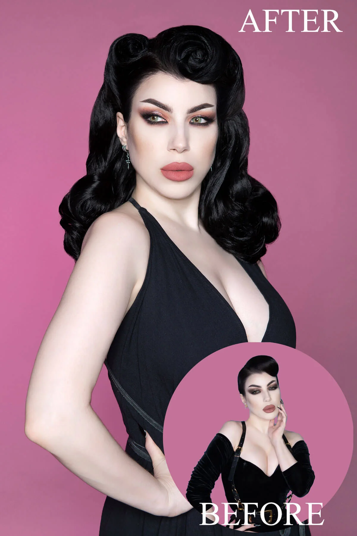 Long half wig hairpiece with beautiful vintage waves: Onyx - Image 13