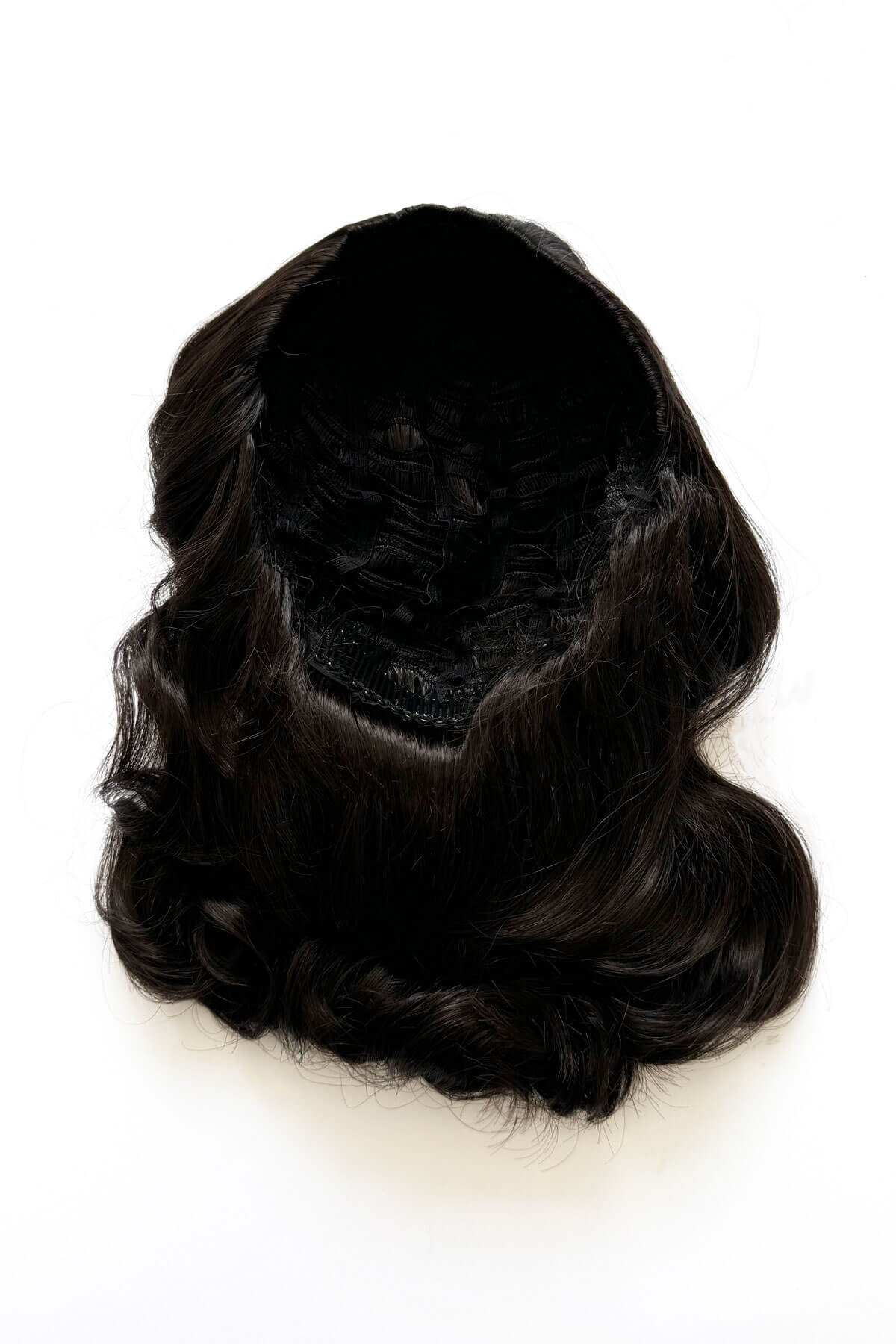 Long half wig hairpiece with beautiful vintage waves: Onyx - Image 29