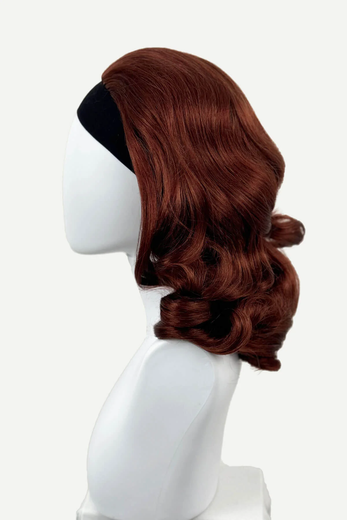 Long half wig hairpiece with beautiful vintage waves: Onyx - Image 74