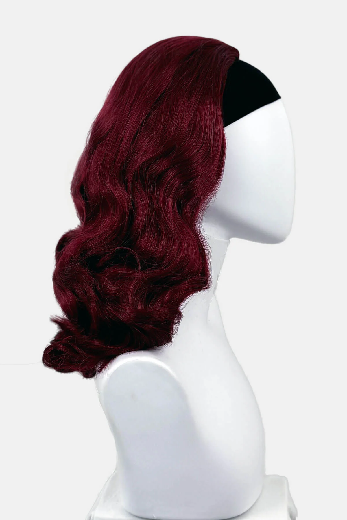 Long half wig hairpiece with beautiful vintage waves: Onyx - Image 91