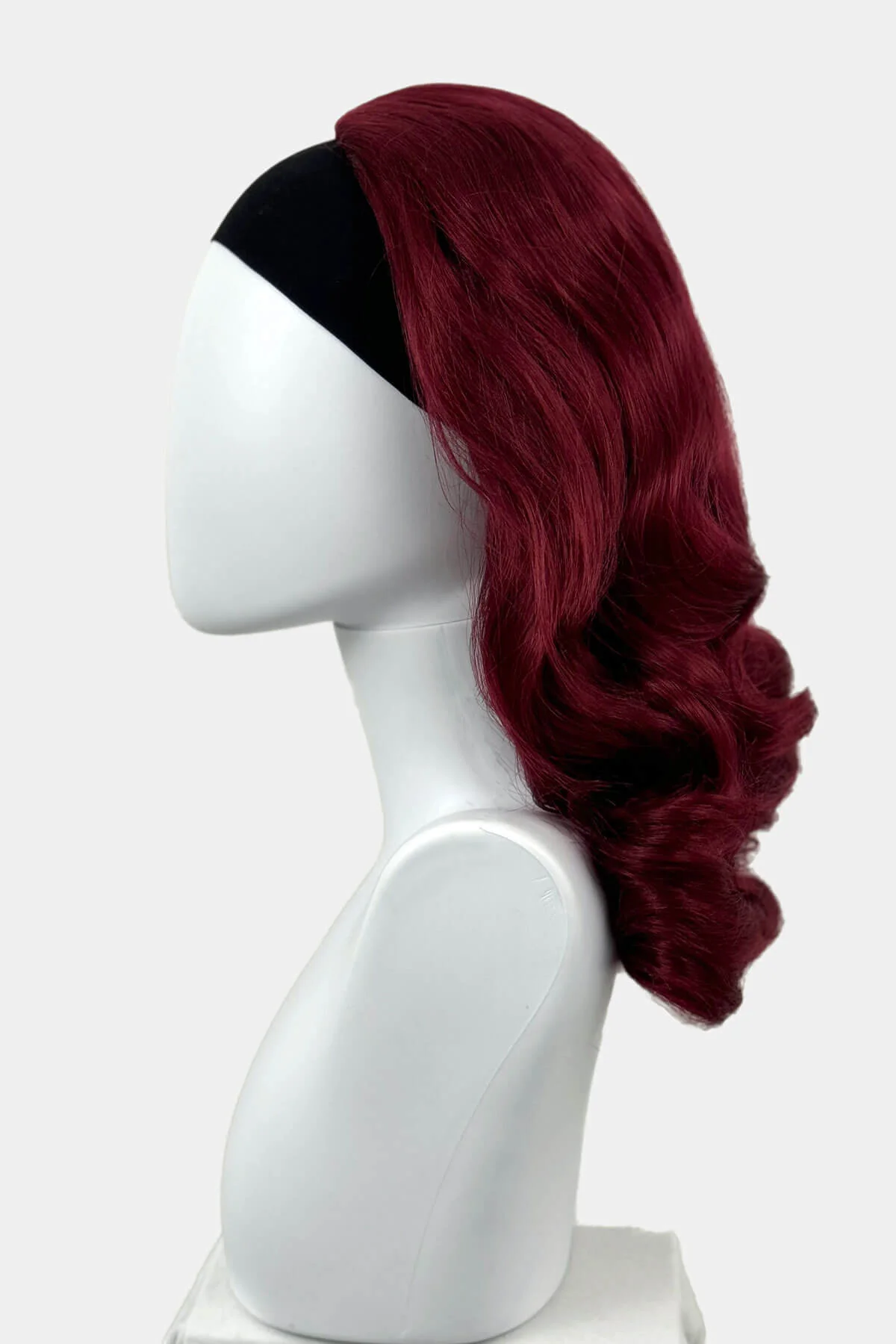 Long half wig hairpiece with beautiful vintage waves: Onyx - Image 93