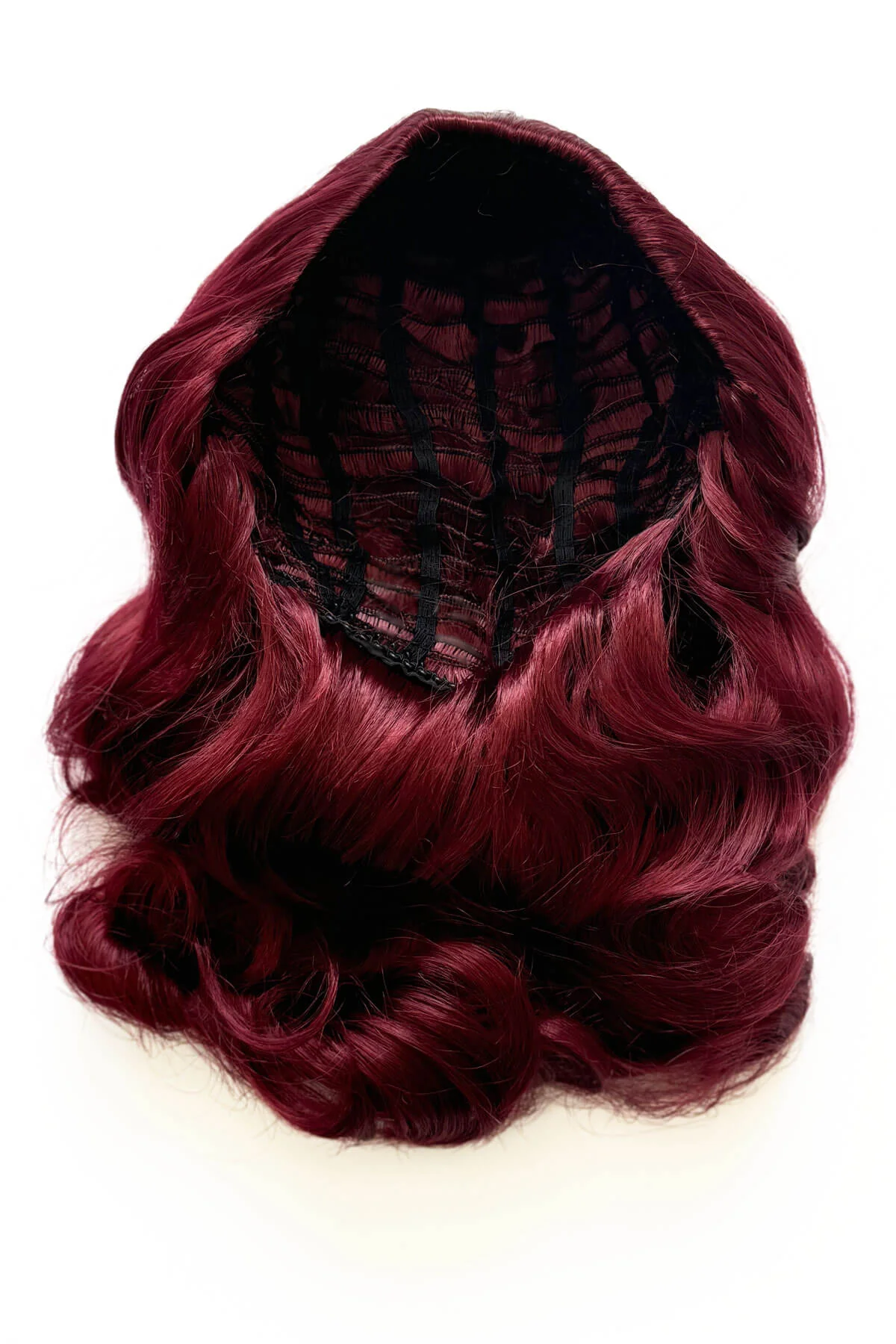 Long half wig hairpiece with beautiful vintage waves: Onyx - Image 94