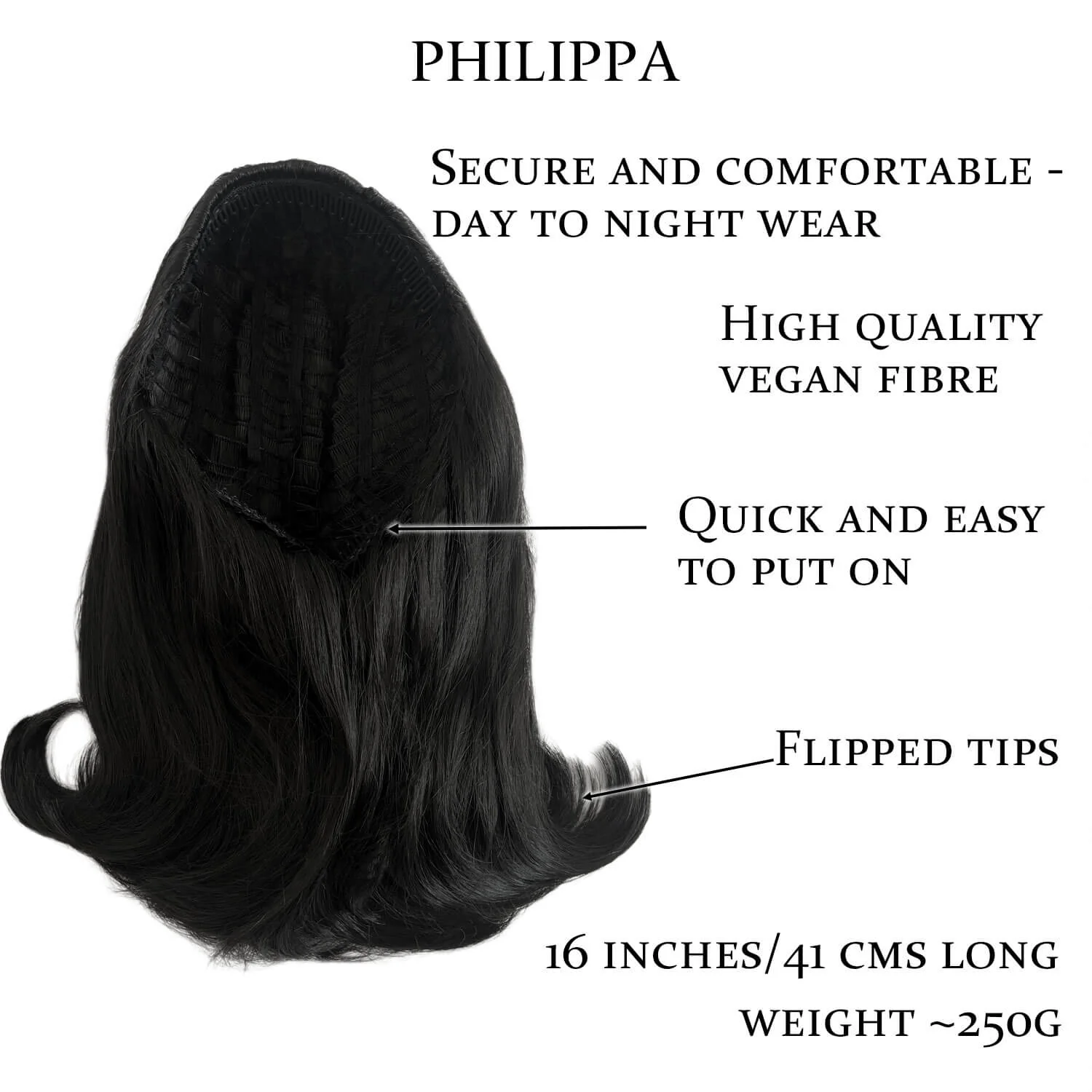 1960s half wig hairpiece, flicked, hair flip: Philippa - Image 28