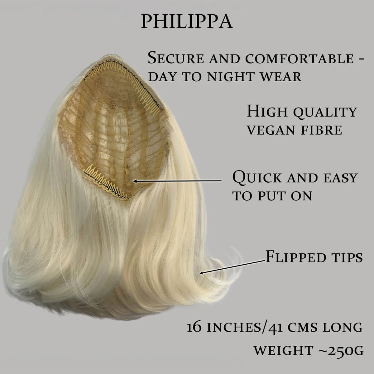1960s half wig hairpiece, flicked, hair flip: Philippa - Image 35