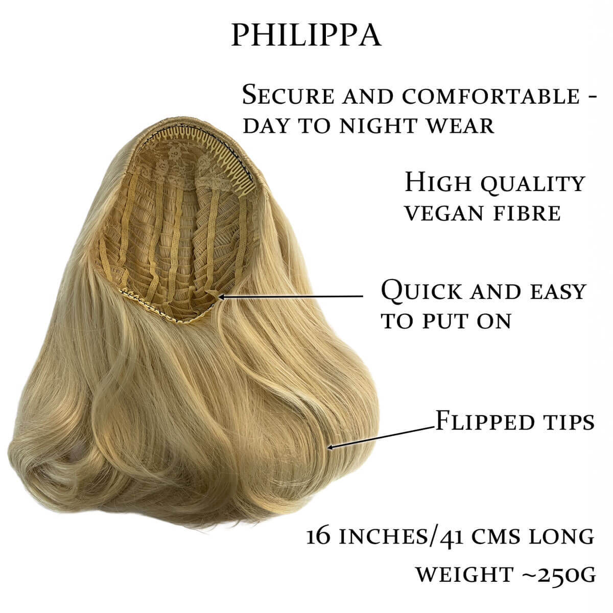1960s half wig hairpiece, flicked, hair flip: Philippa - Image 42
