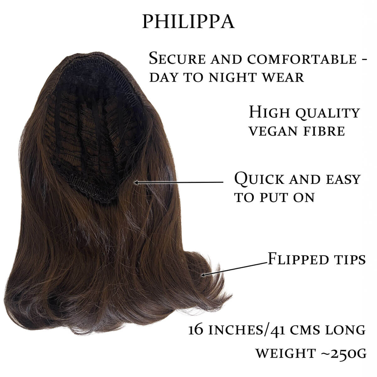 1960s half wig hairpiece, flicked, hair flip: Philippa - Image 49
