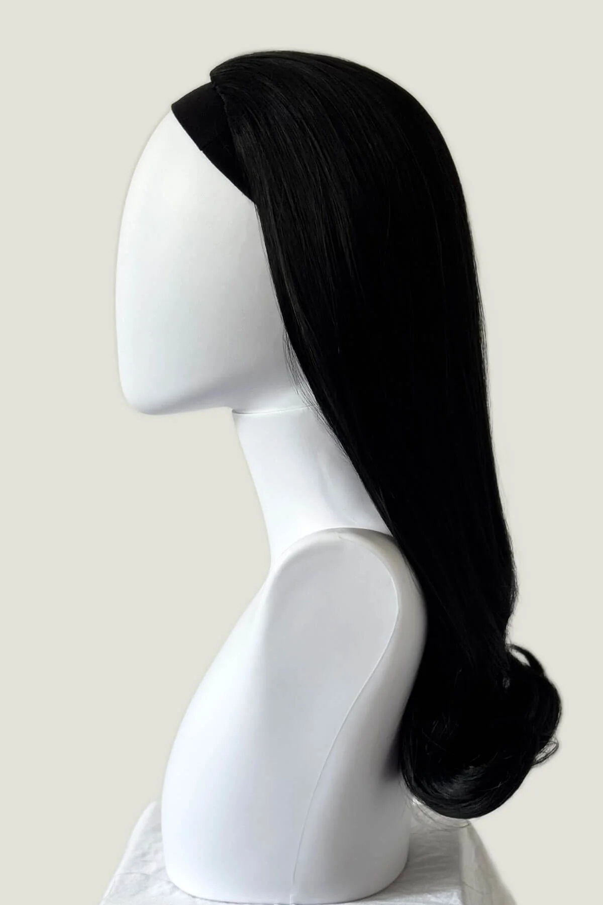 1960s Retro high crown, half wig hairpiece, long with hair flip: Priscilla - Image 12