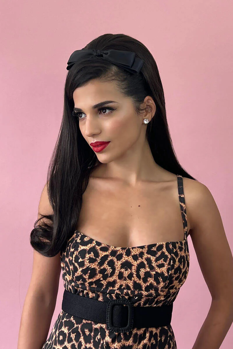 1960s Retro high crown, half wig hairpiece, long with hair flip: Priscilla - Image 2
