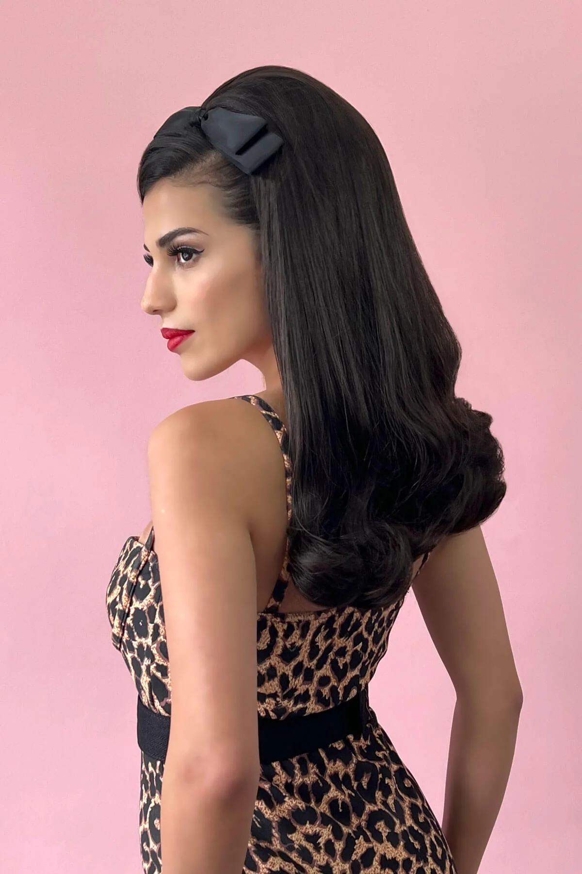 1960s Retro high crown, half wig hairpiece, long with hair flip: Priscilla - Image 23