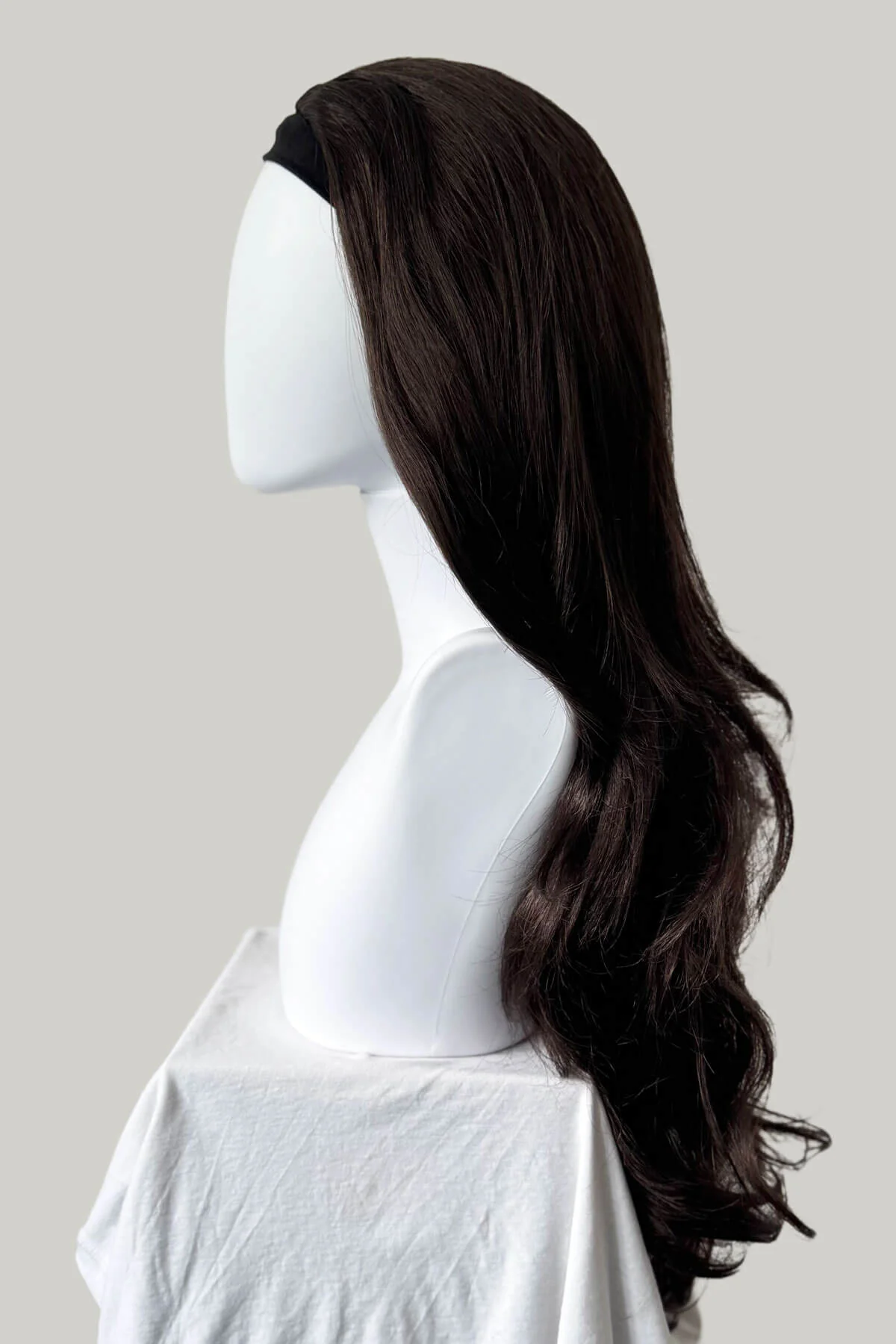 Brown half wig hairpiece, full, long with gentle waves: Taya - Image 11