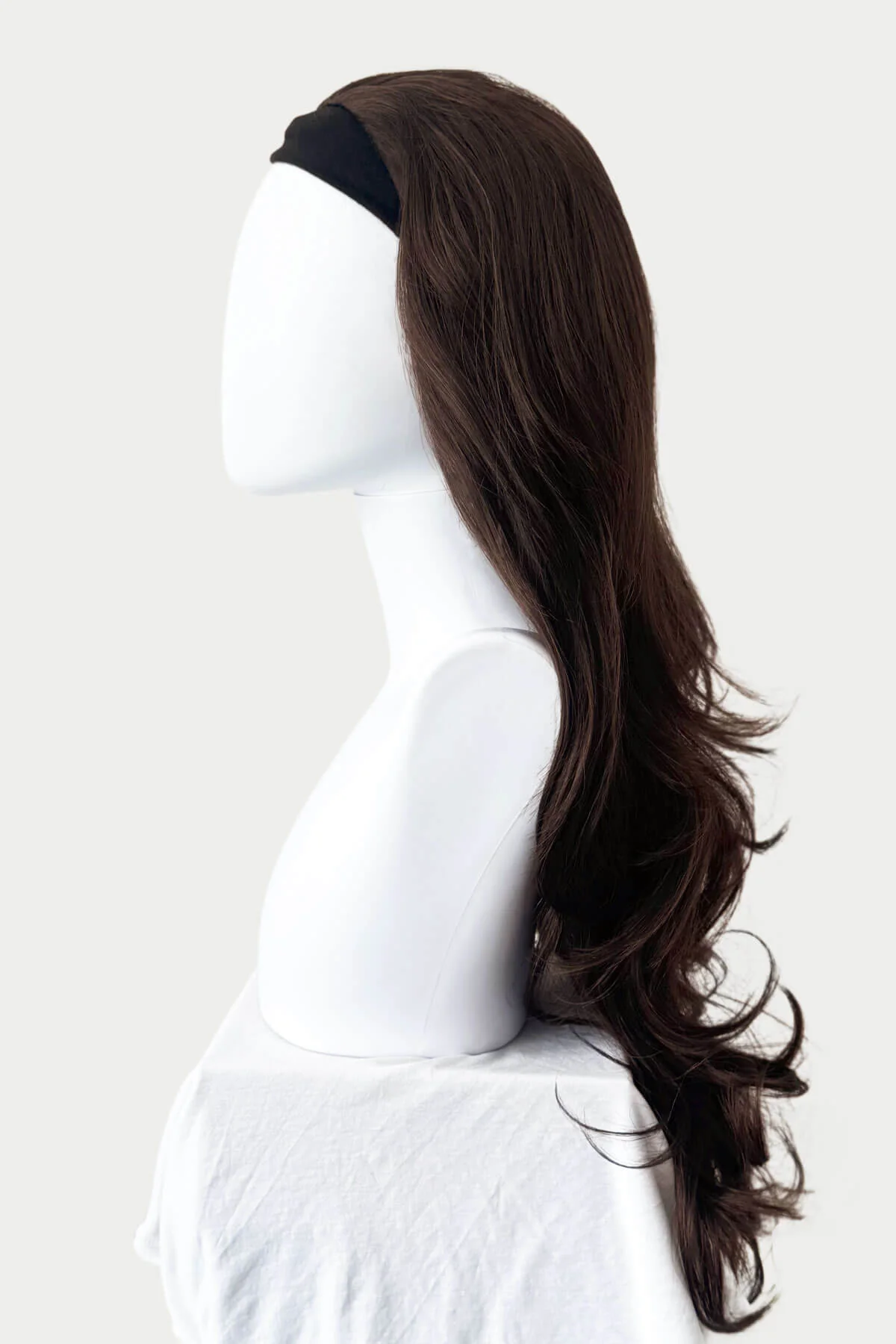 Brown half wig hairpiece, full, long with gentle waves: Taya - Image 16