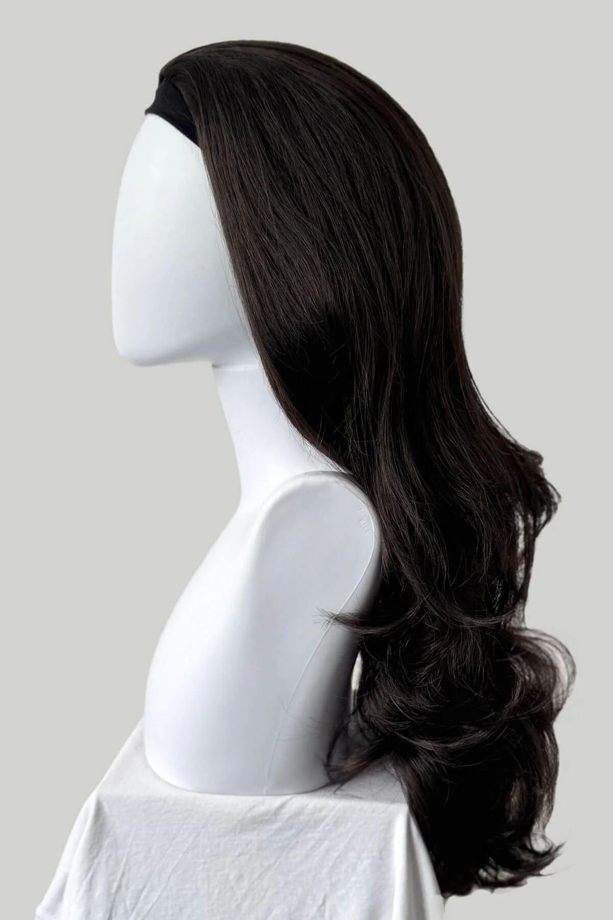Brown half wig hairpiece, full, long with gentle waves: Taya - Image 5