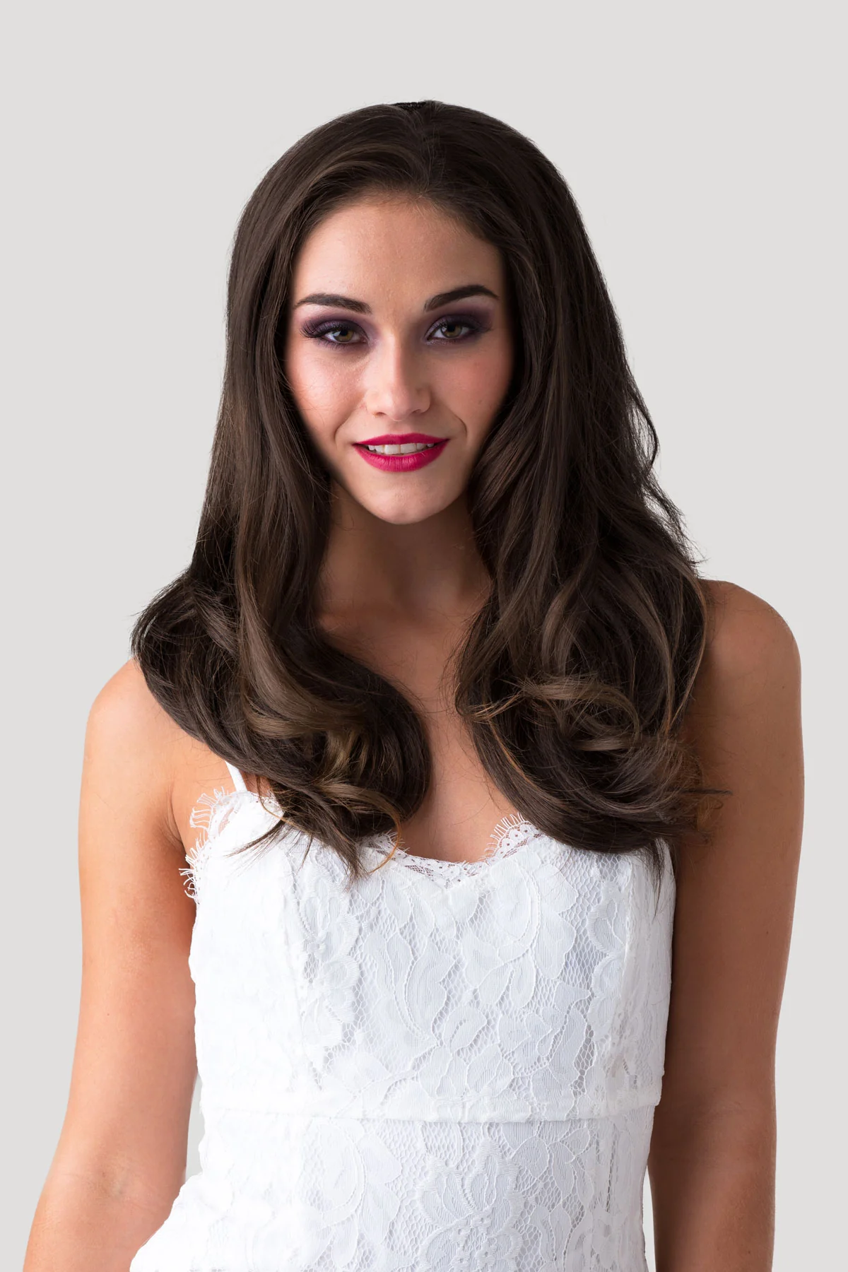 Brown half wig hairpiece (3/4 wig), gently layered: Briar - Image 3