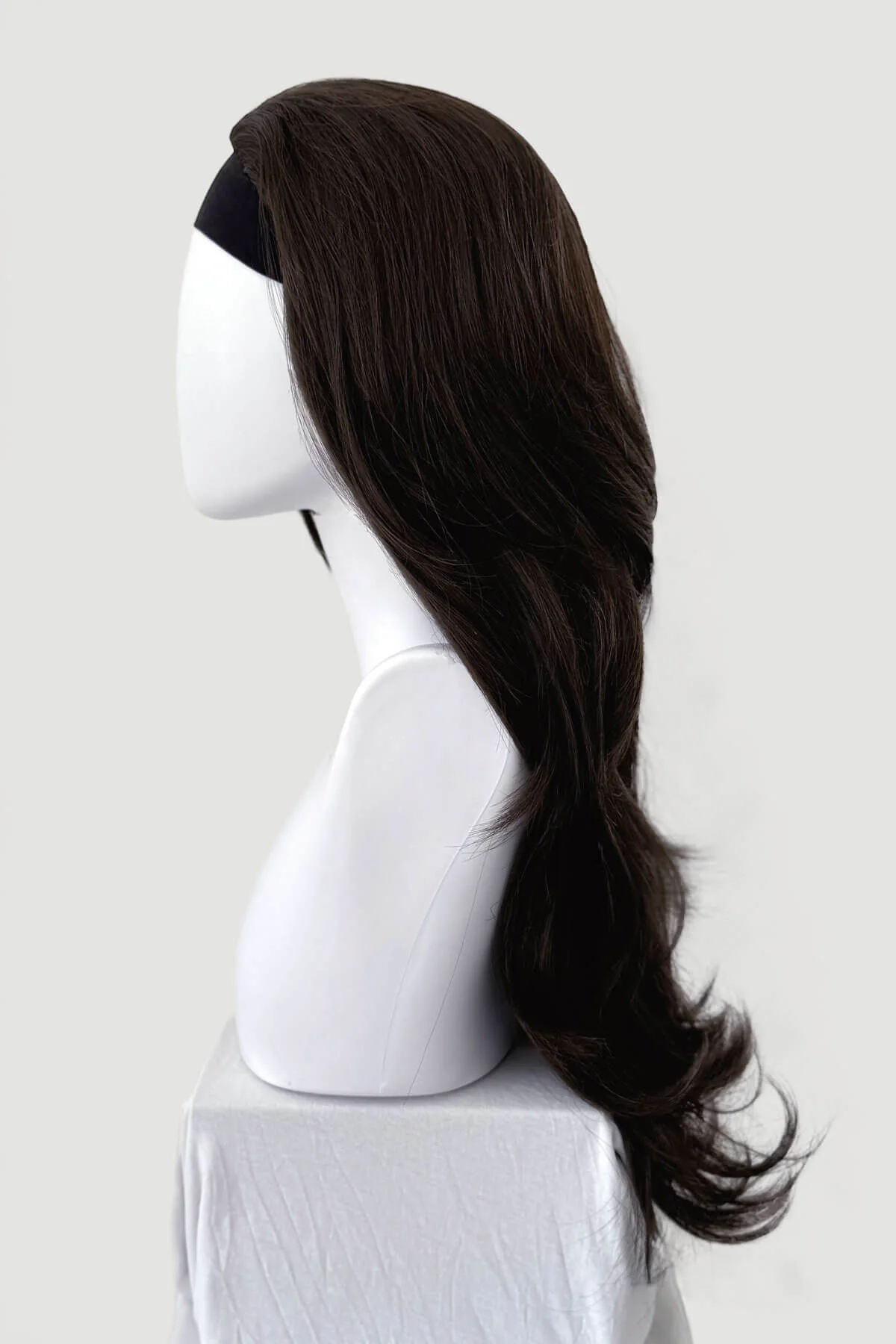 Brown half wig hairpiece (3/4 wig), layered, wavy: Simone - Image 10