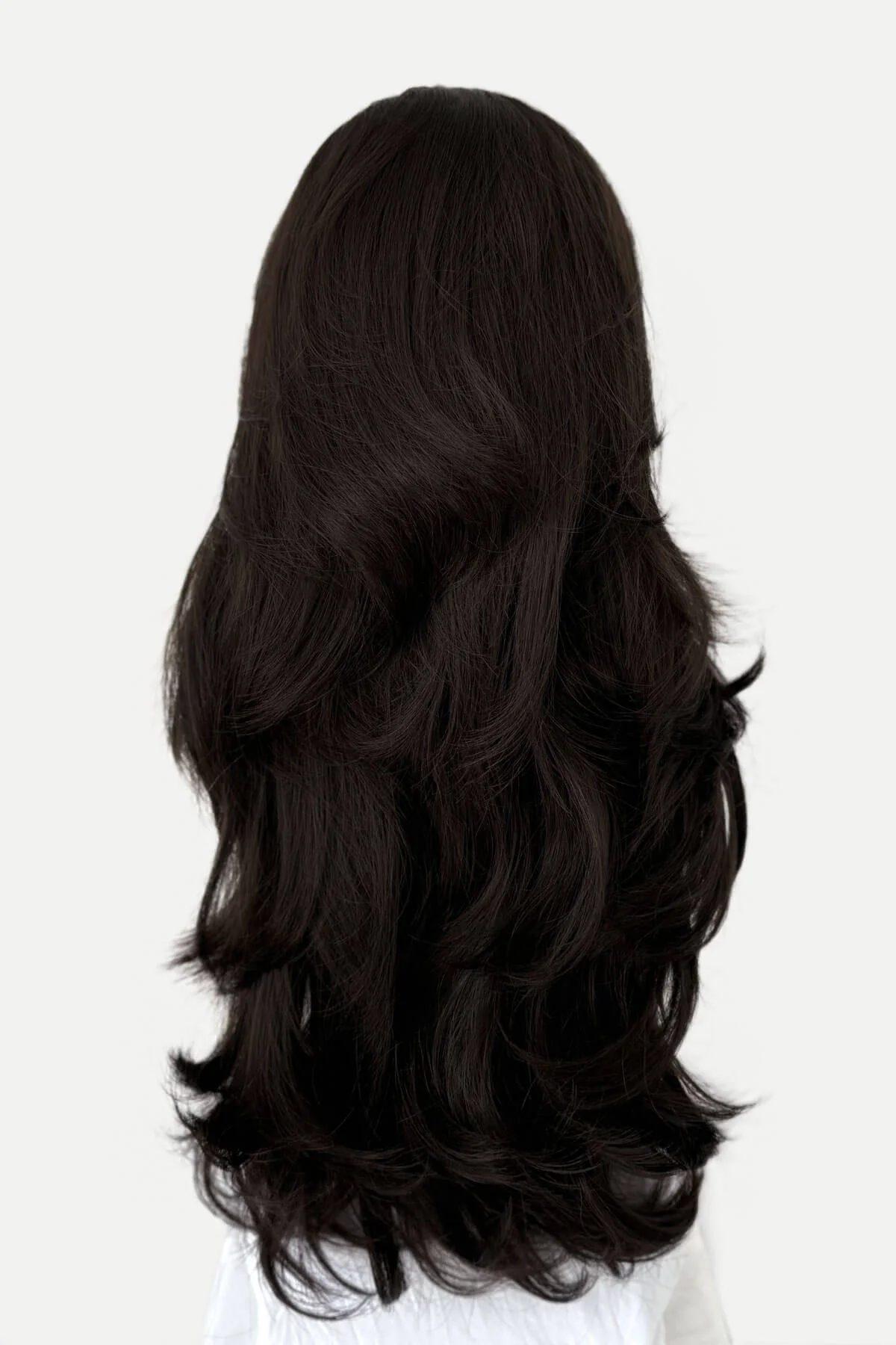 Brown half wig hairpiece (3/4 wig), layered, wavy: Simone - Image 11