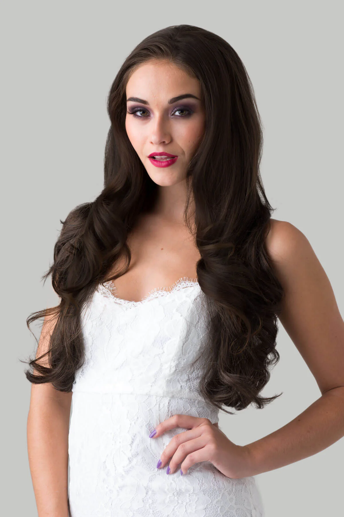Brown half wig hairpiece (3/4 wig), layered, wavy: Simone - Image 16