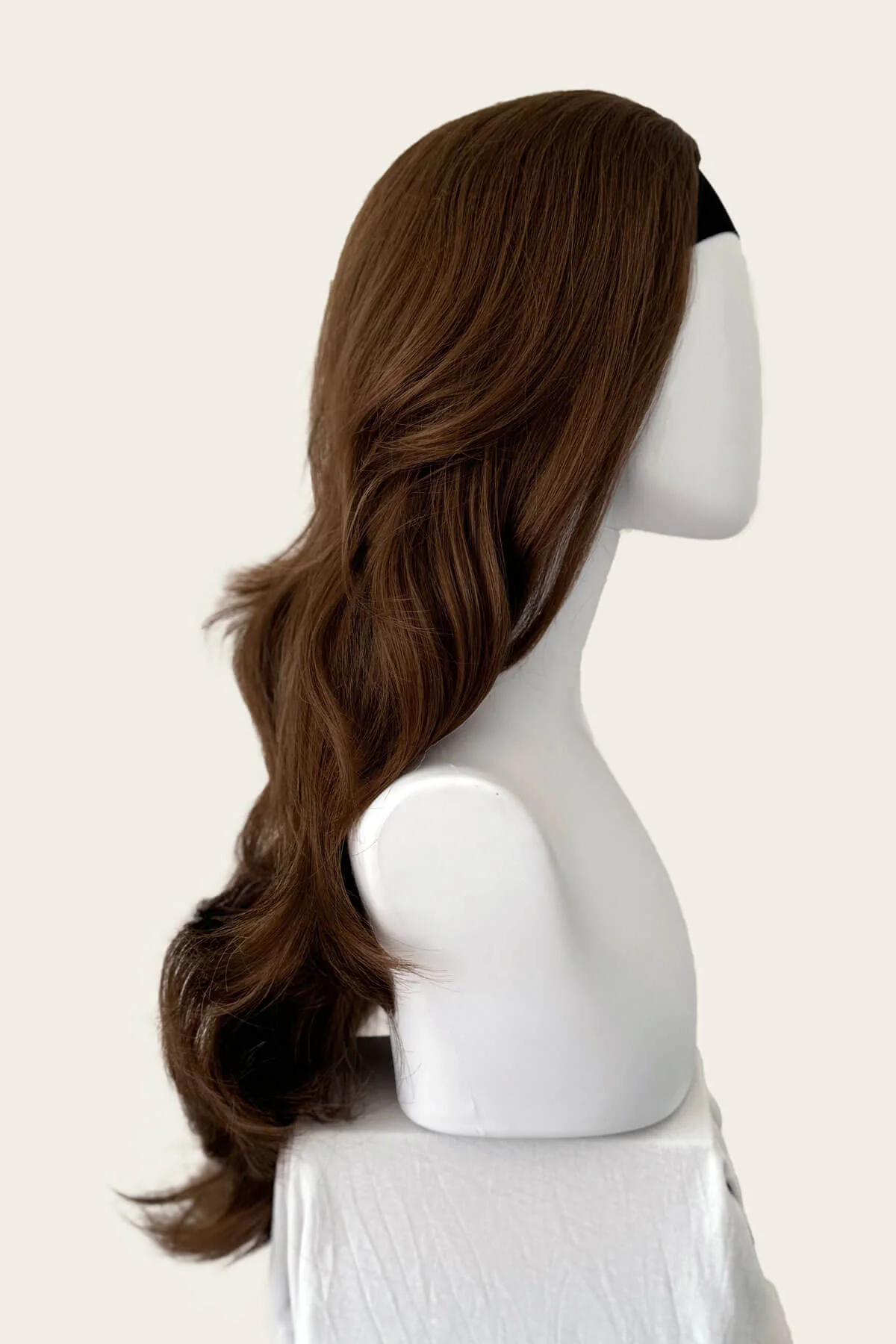 Brown half wig hairpiece (3/4 wig), layered, wavy: Simone - Image 29