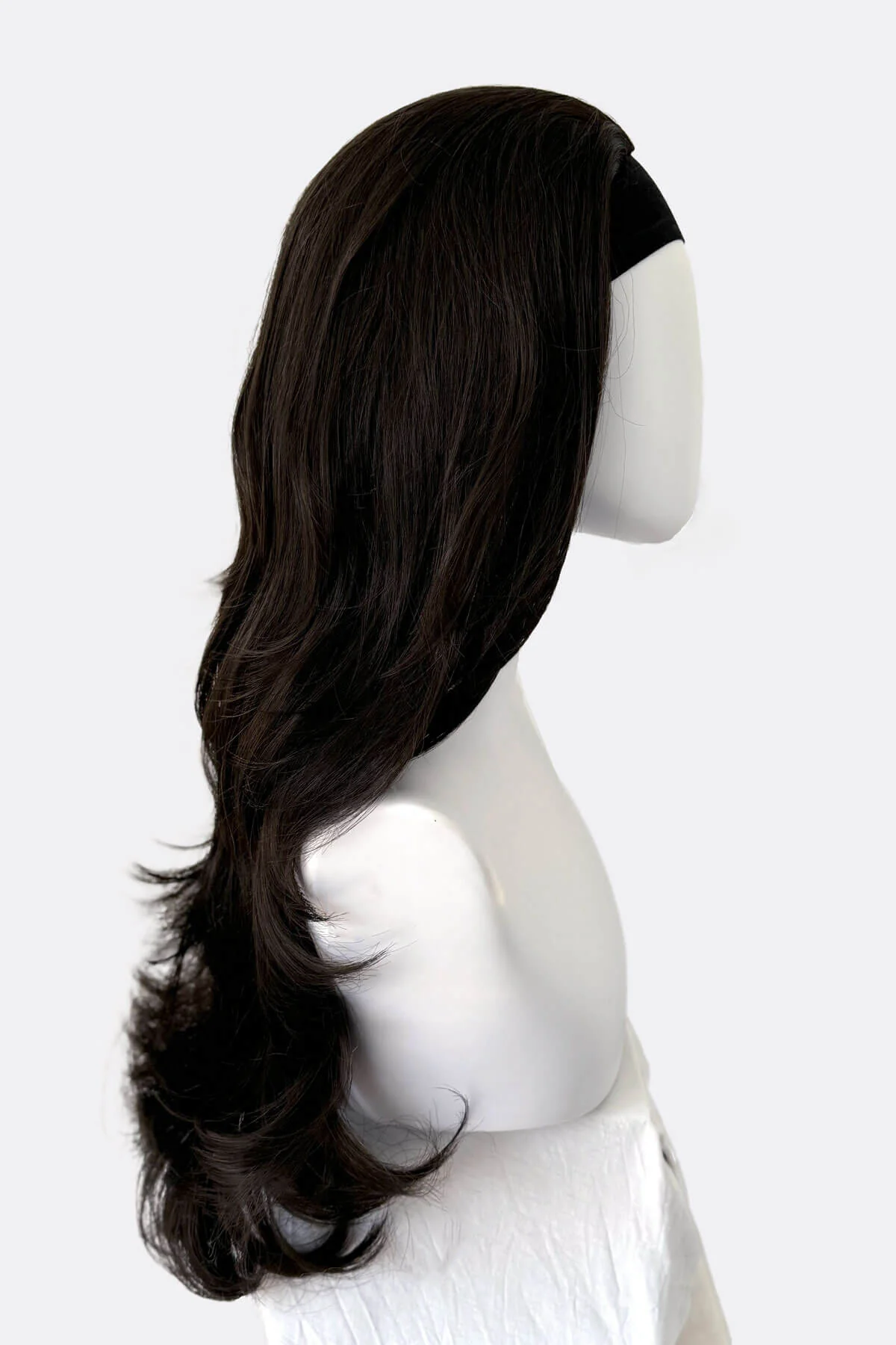 Brown half wig hairpiece (3/4 wig), layered, wavy: Simone - Image 3