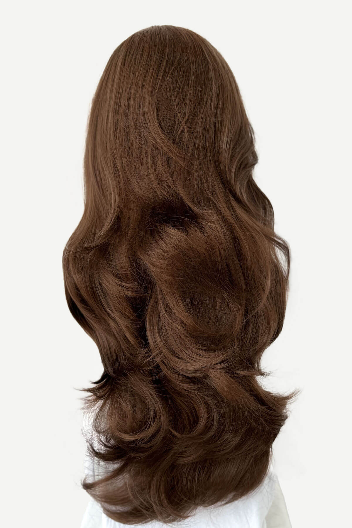 Brown half wig hairpiece (3/4 wig), layered, wavy: Simone - Image 30
