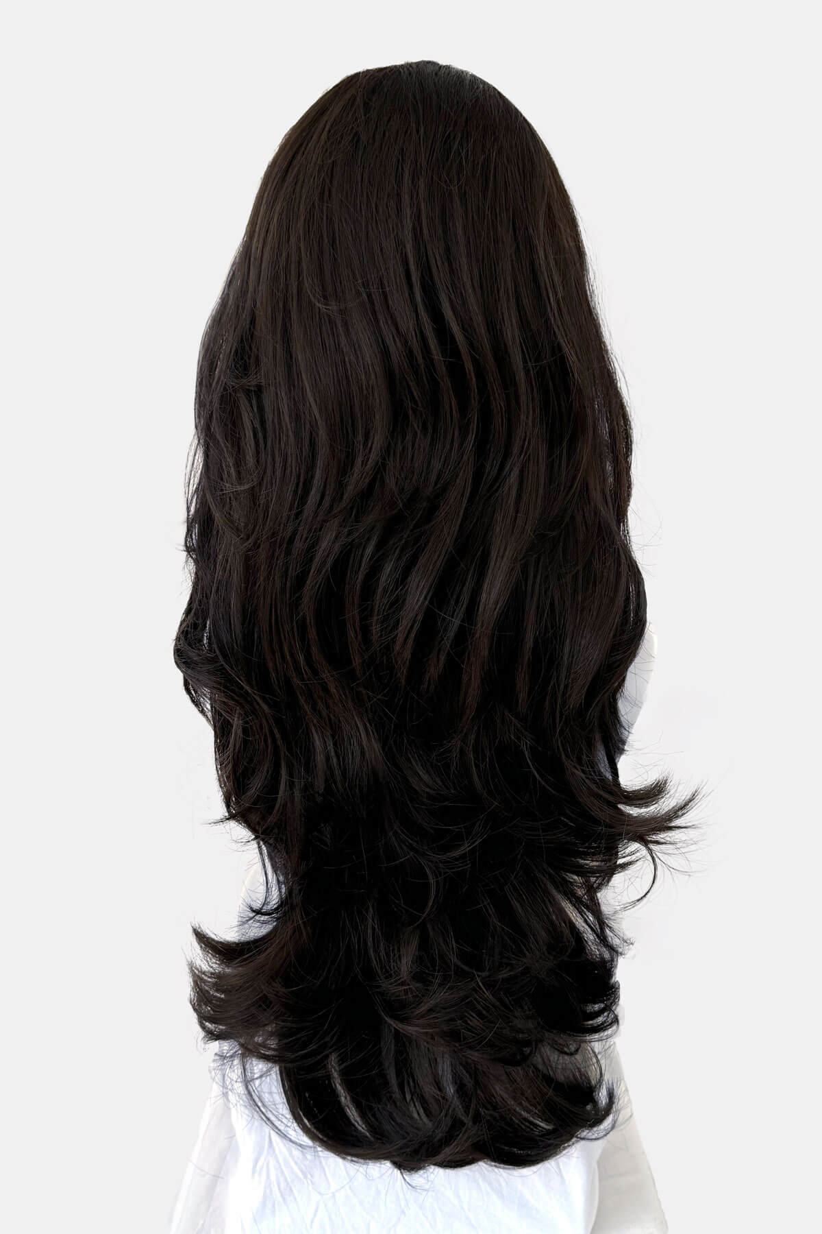 Brown half wig hairpiece (3/4 wig), layered, wavy: Simone - Image 4