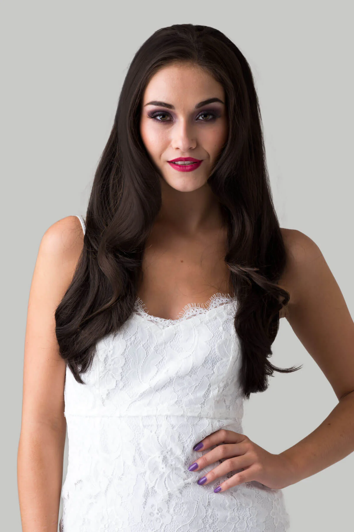 Brown half wig hairpiece, layered and straight: Summer - Image 2