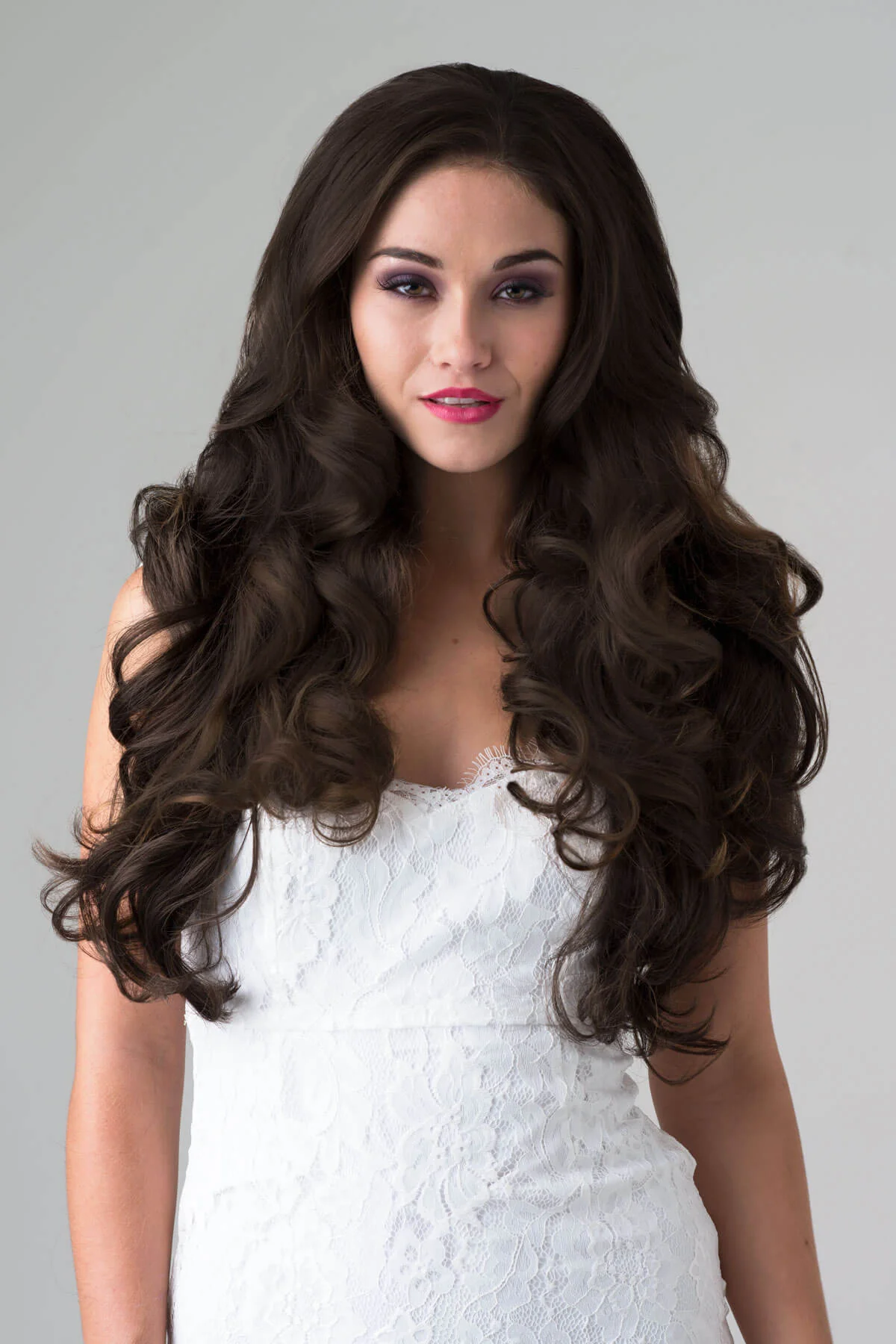Brown half wig hairpiece with long loose curls: Chelsea - Image 4