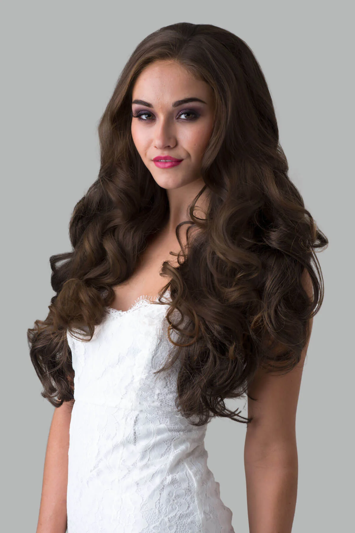 Brown half wig hairpiece with long loose curls: Chelsea - Image 6