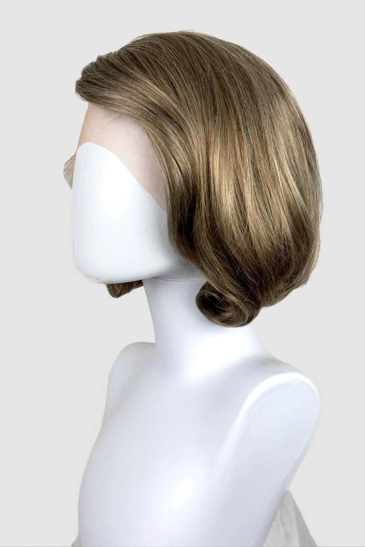 Dark golden wig, lace front, rockabilly style in rolled under pageboy style: Bobbie - Image 2