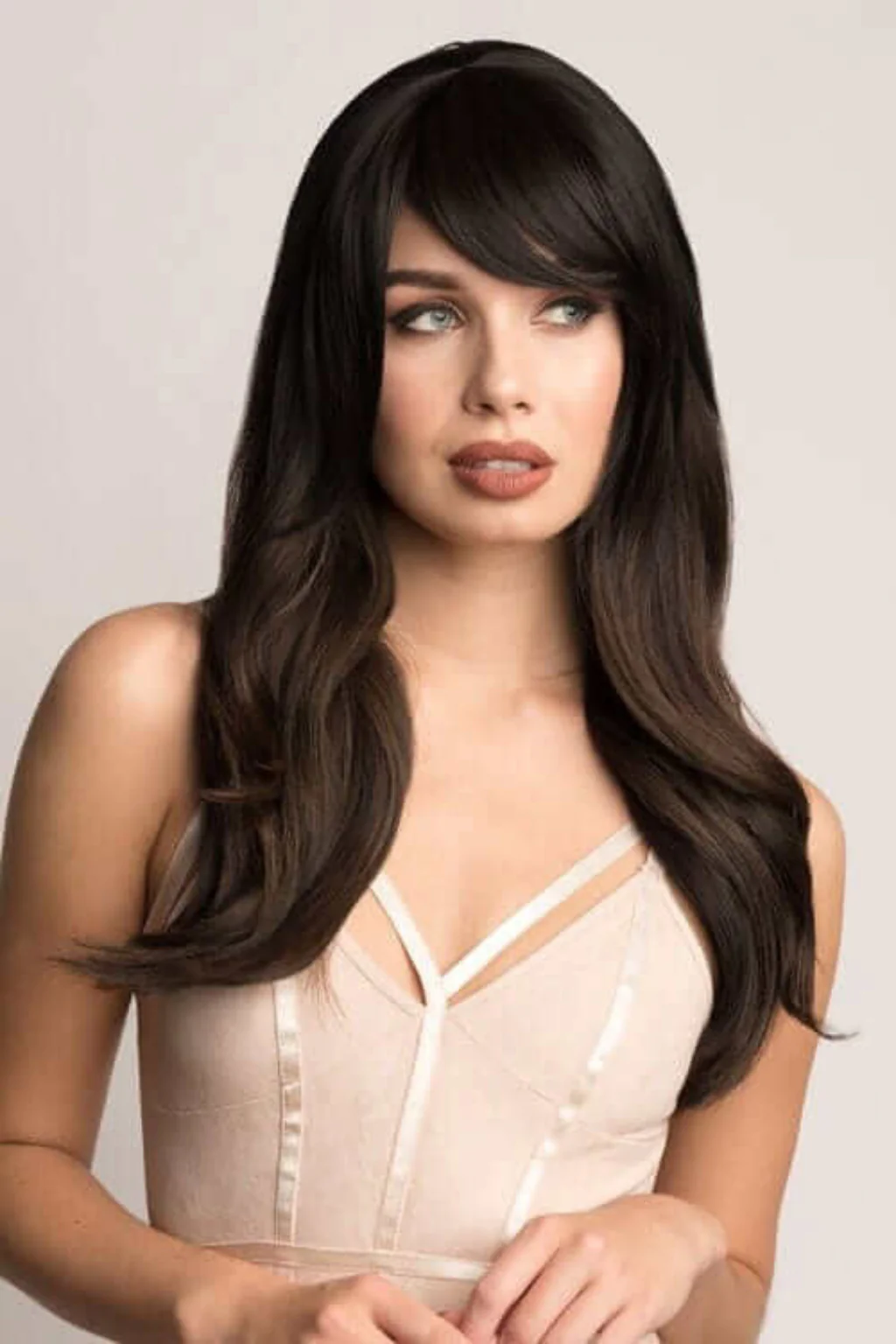 Clip in fringe hairpiece, thick, long, sweeping/clip-in bangs: Nova - Image 12