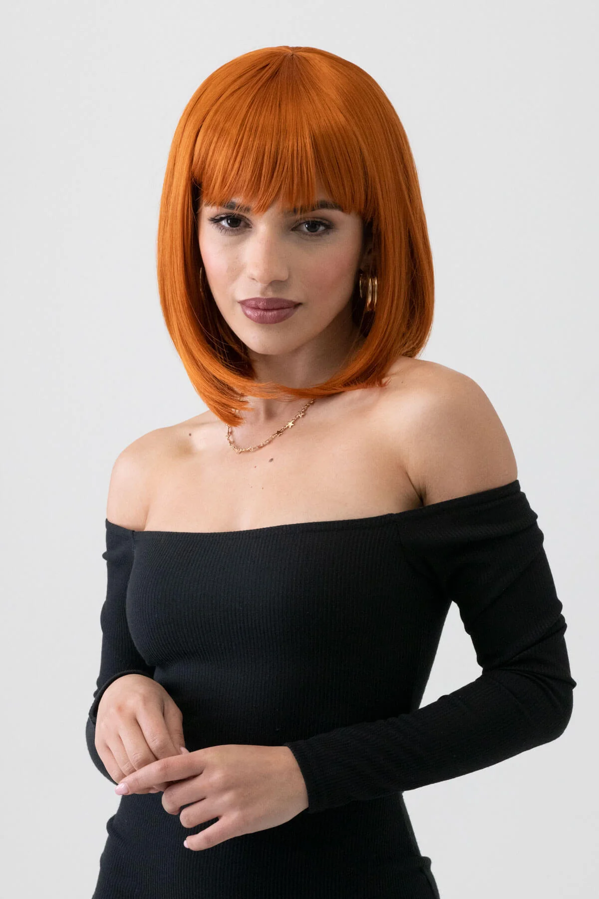 Ginger bob wig, straight, shoulder length: Ember