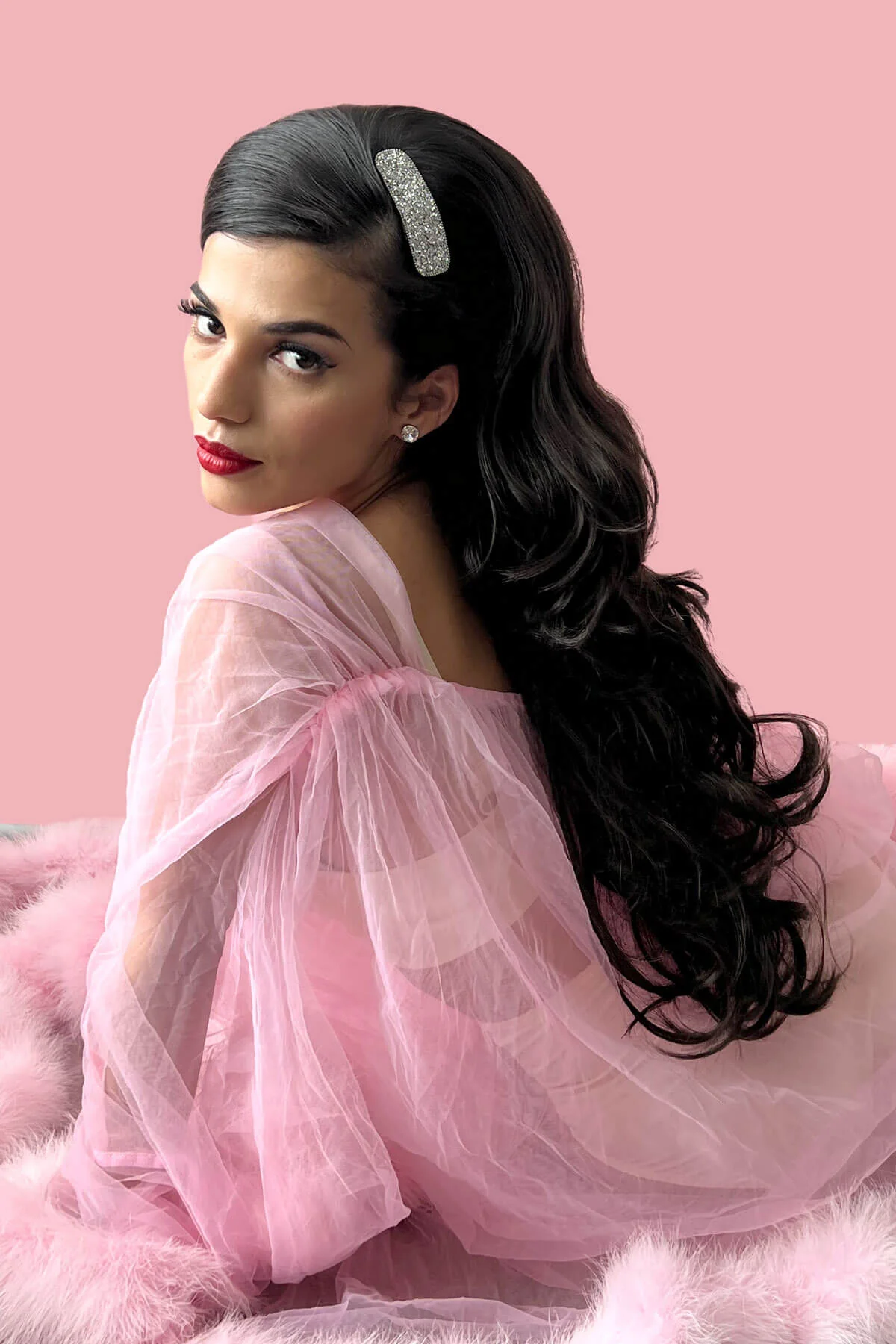 High crown long, layered half wig and volume ring: Helena - Image 11