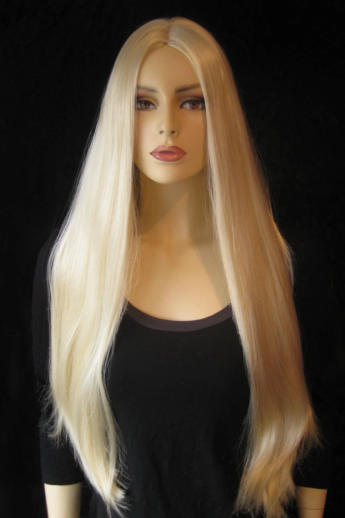 Long straight blonde wig with no fringe: Juste - Image 4