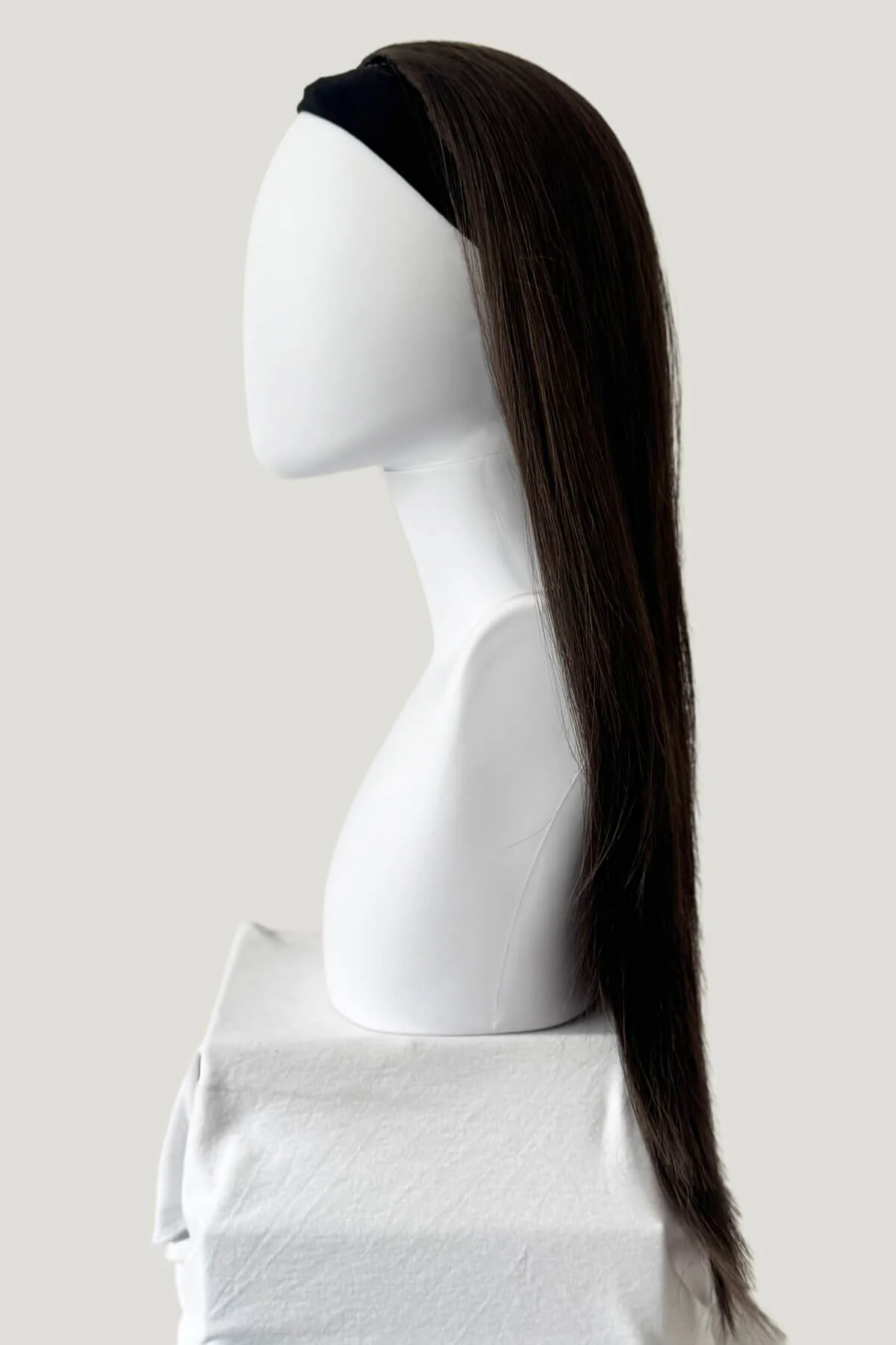 Straight brown half wig hairpiece extension, long: Faye - Image 12
