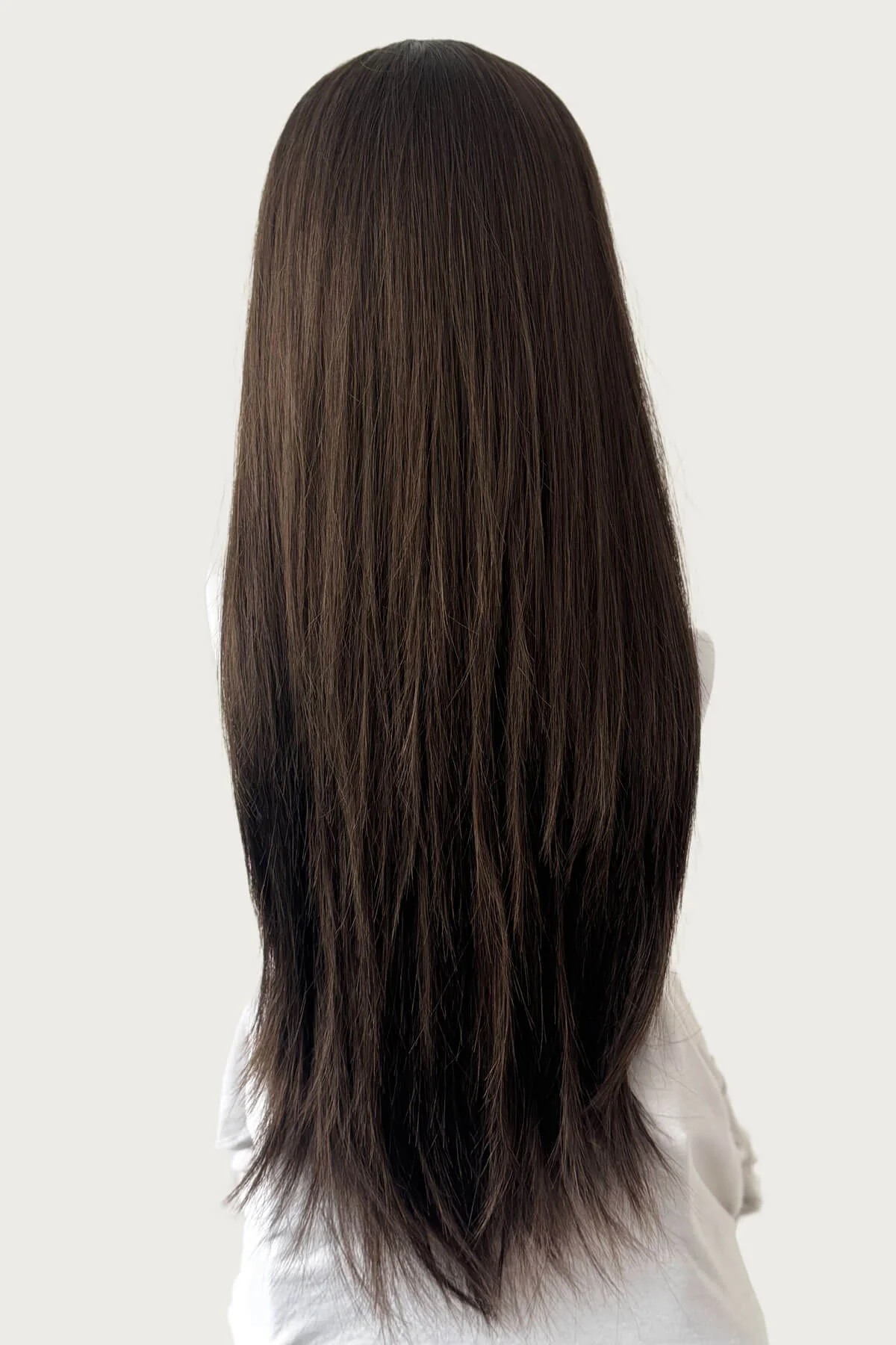 Straight brown half wig hairpiece extension, long: Faye - Image 13