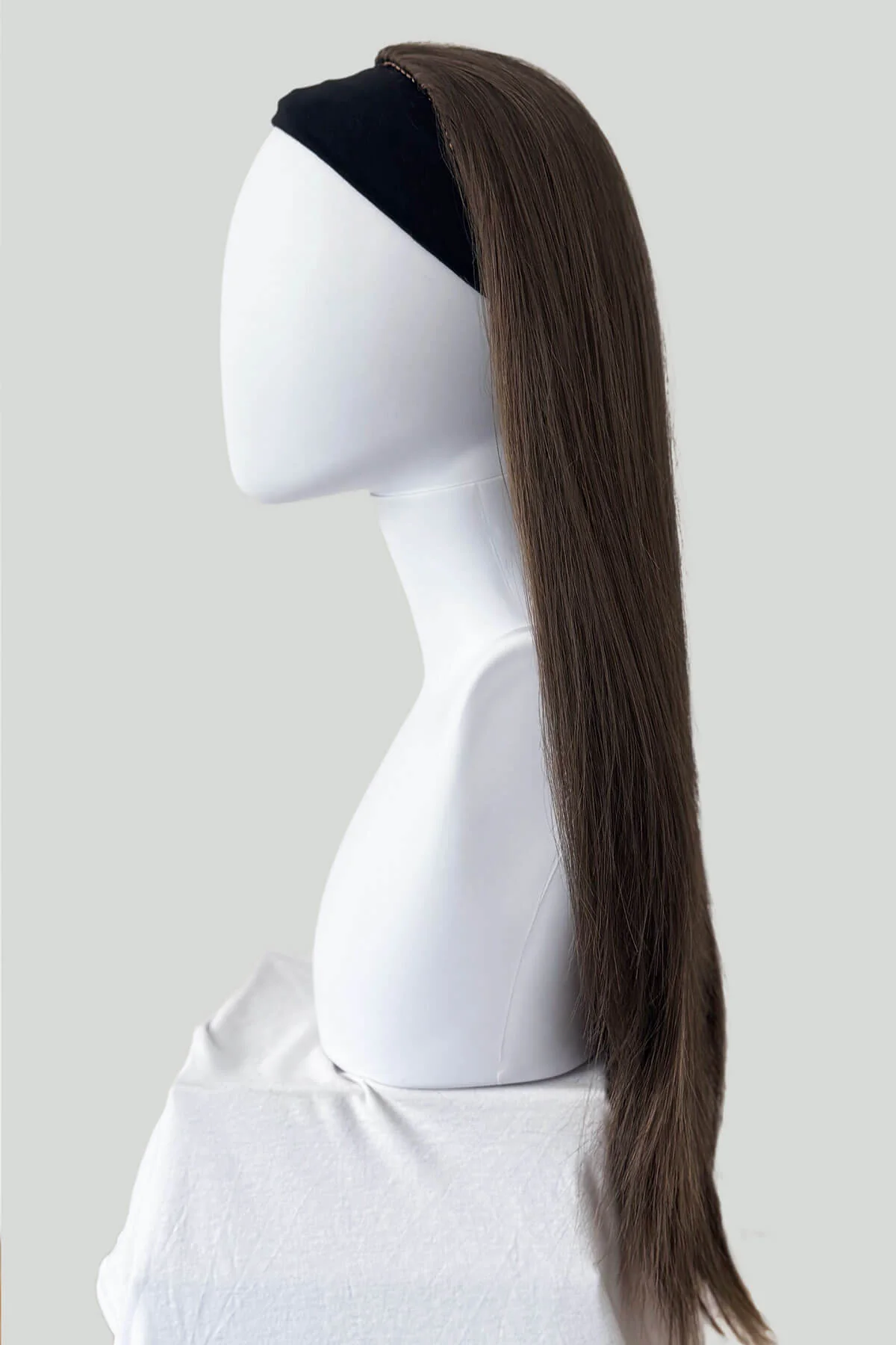 Straight brown half wig hairpiece extension, long: Faye - Image 17