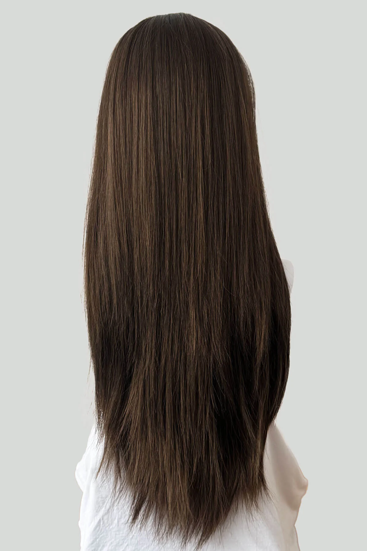 Straight brown half wig hairpiece extension, long: Faye - Image 18