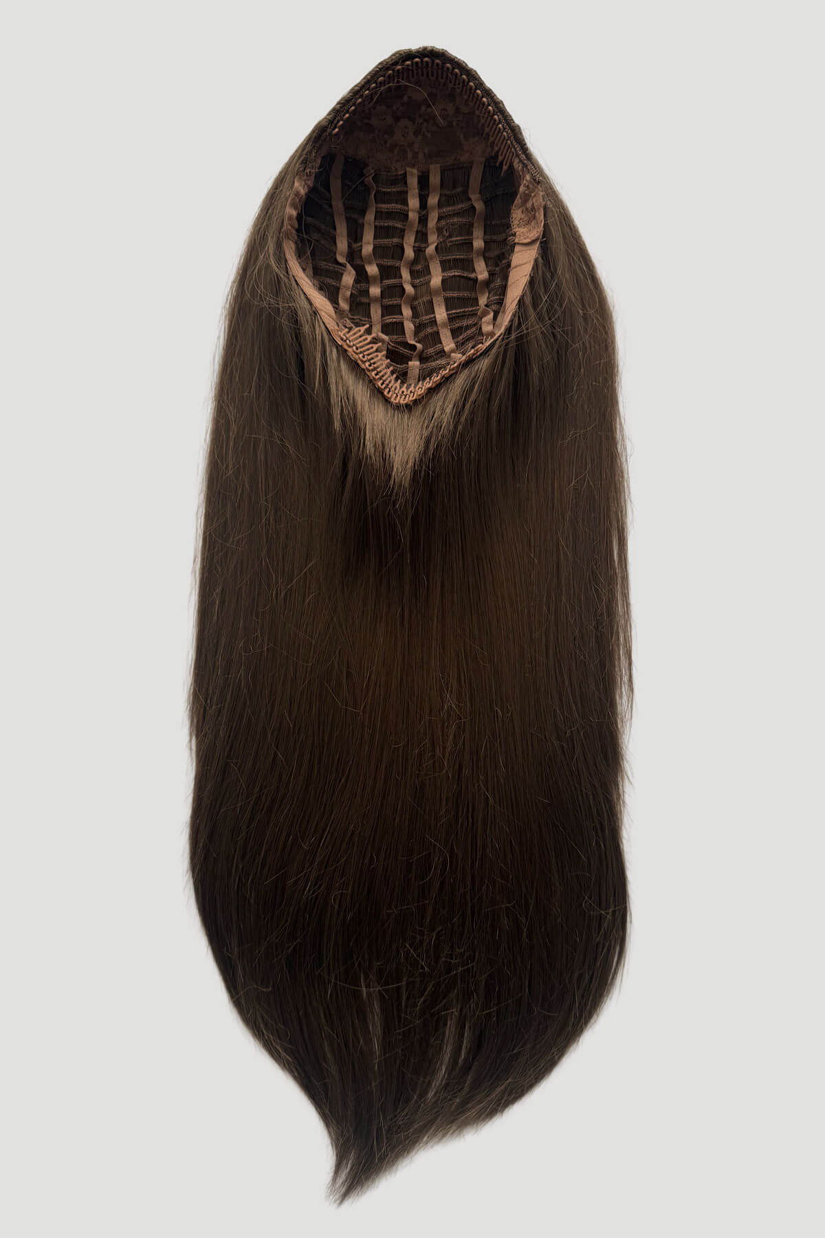 Straight brown half wig hairpiece extension, long: Faye - Image 19