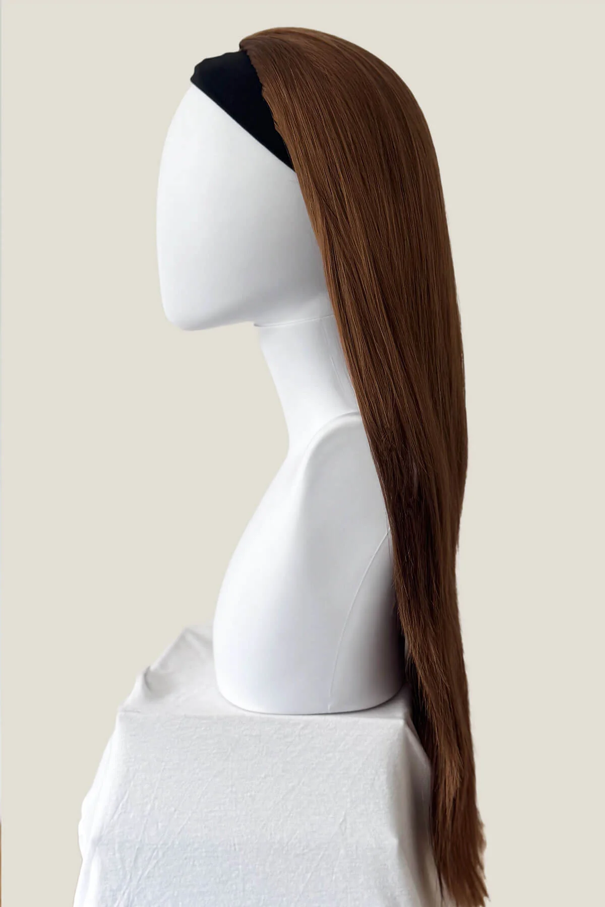 Straight brown half wig hairpiece extension, long: Faye - Image 22