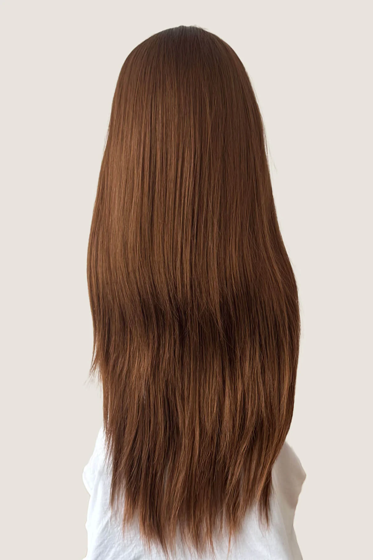 Straight brown half wig hairpiece extension, long: Faye - Image 23