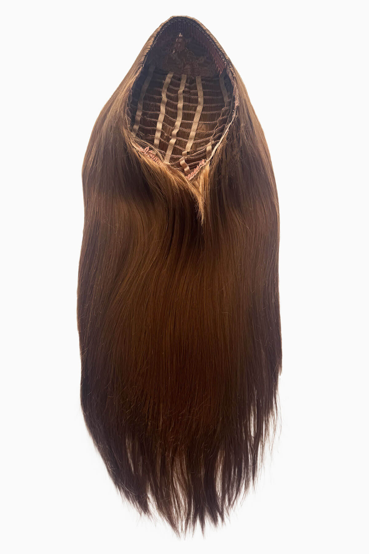 Straight brown half wig hairpiece extension, long: Faye - Image 24