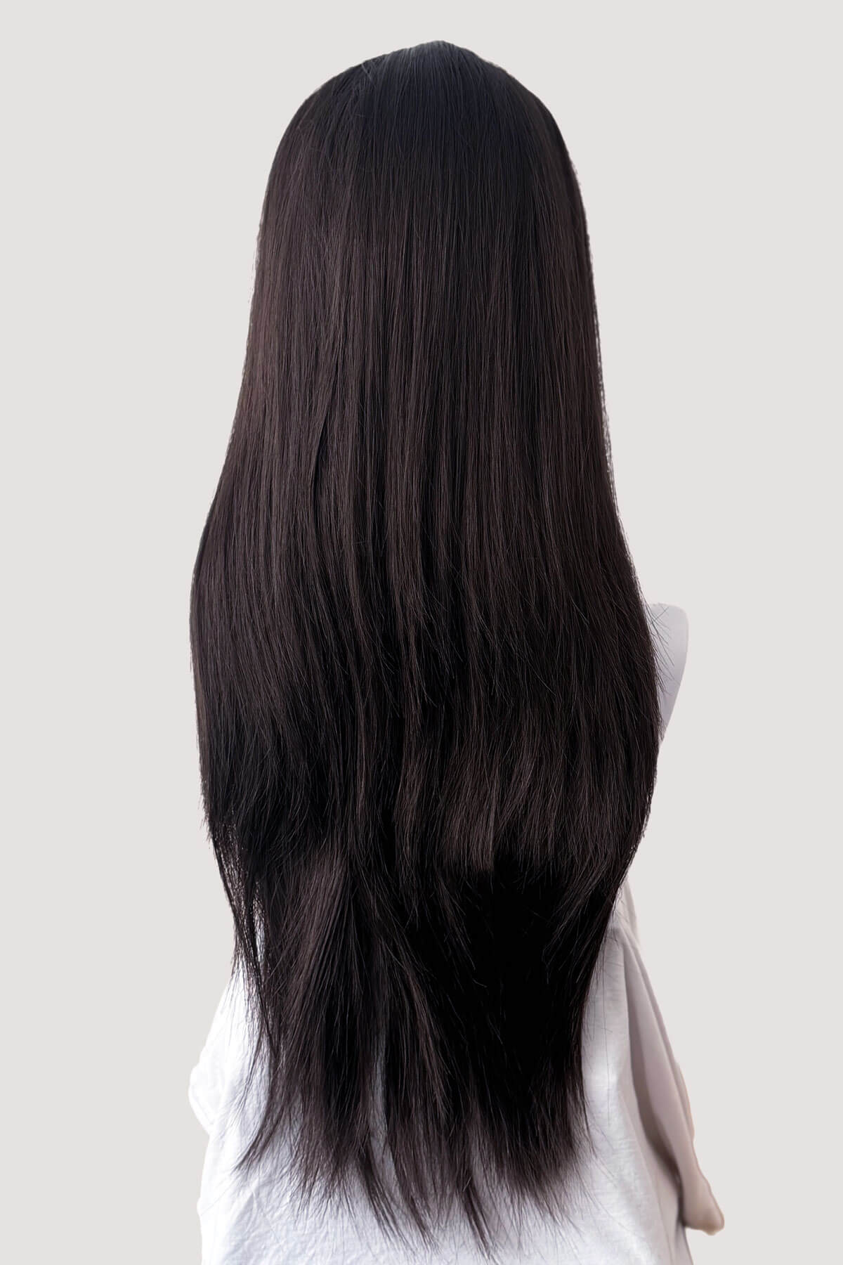 Straight brown half wig hairpiece extension, long: Faye - Image 4