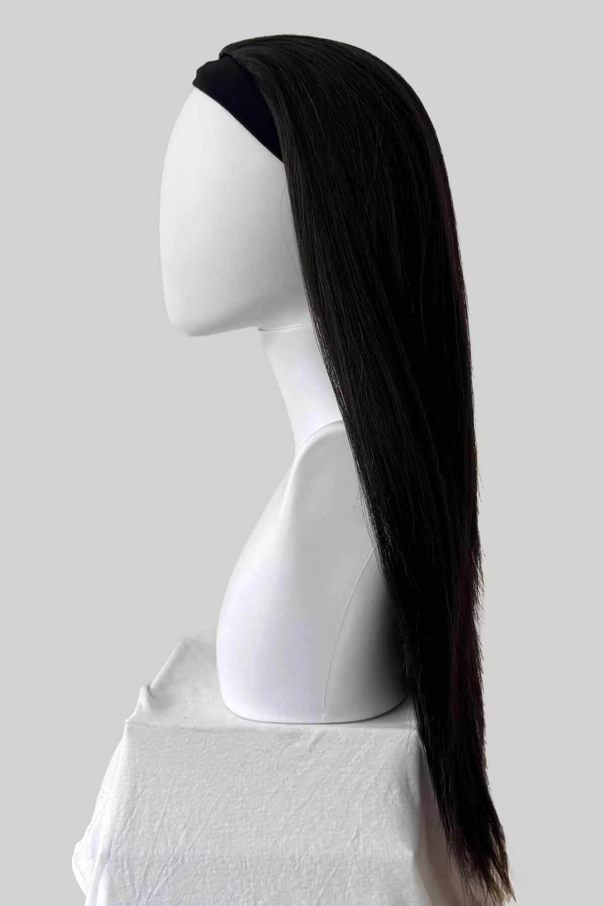 Straight brown half wig hairpiece extension, long: Faye - Image 8