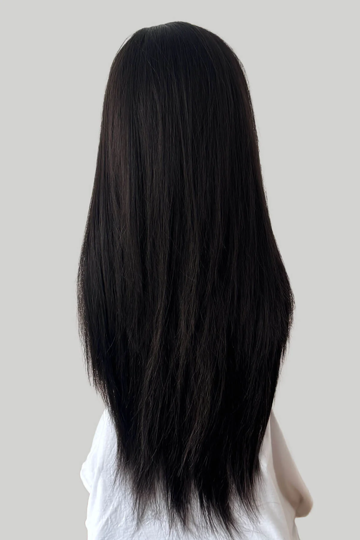 Straight brown half wig hairpiece extension, long: Faye - Image 9