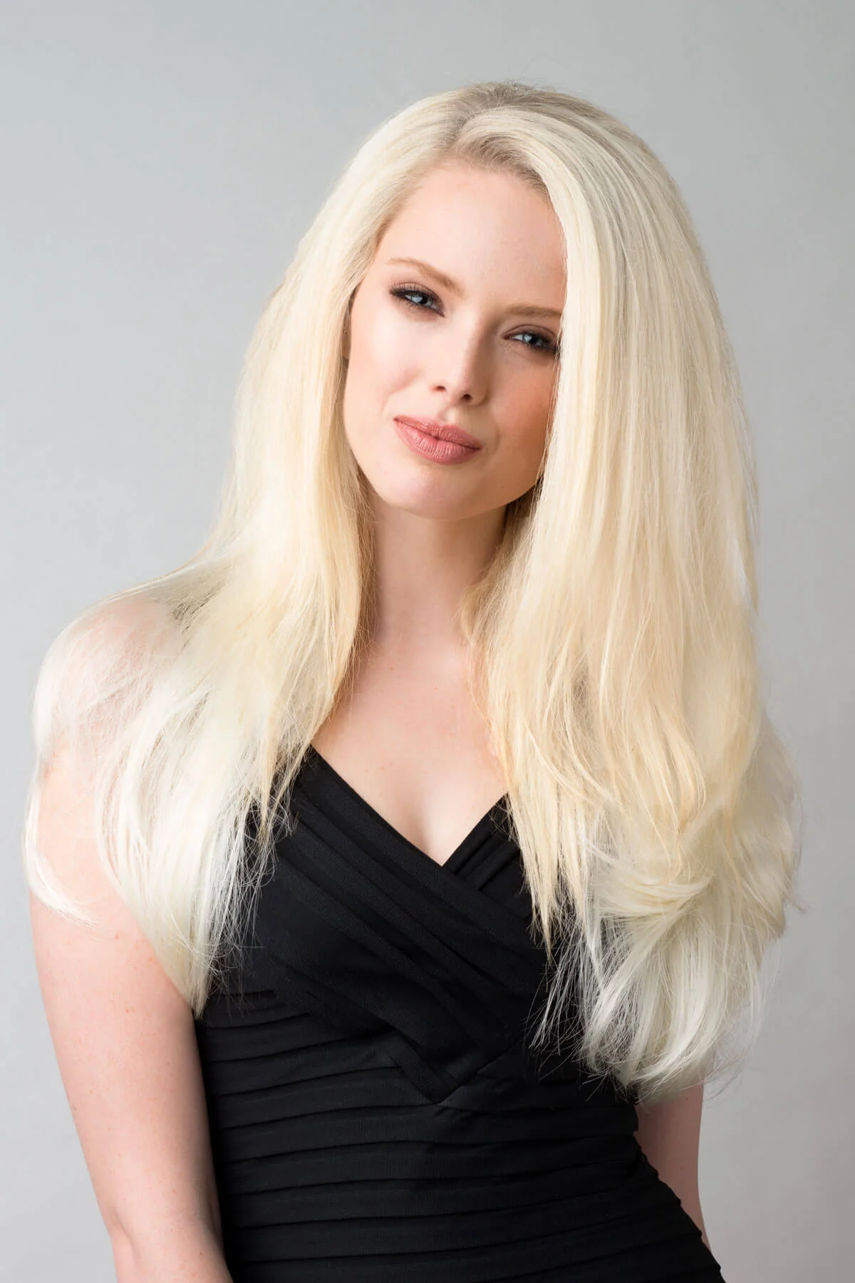 Platinum Blonde Half Wig - Long Straight Layered Hairpiece: Gwen
