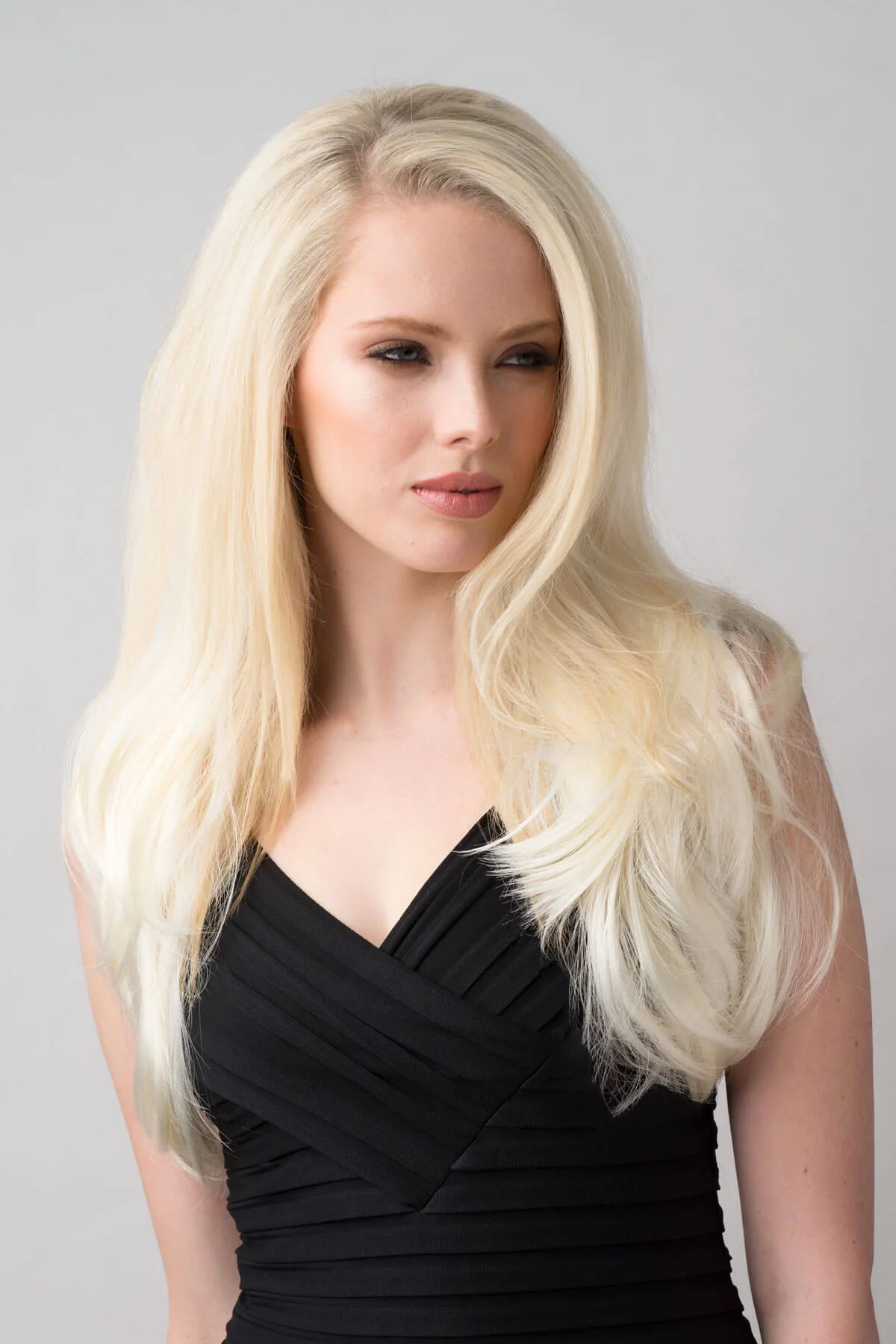 Platinum Blonde Half Wig - Long Straight Layered Hairpiece: Gwen - Image 2
