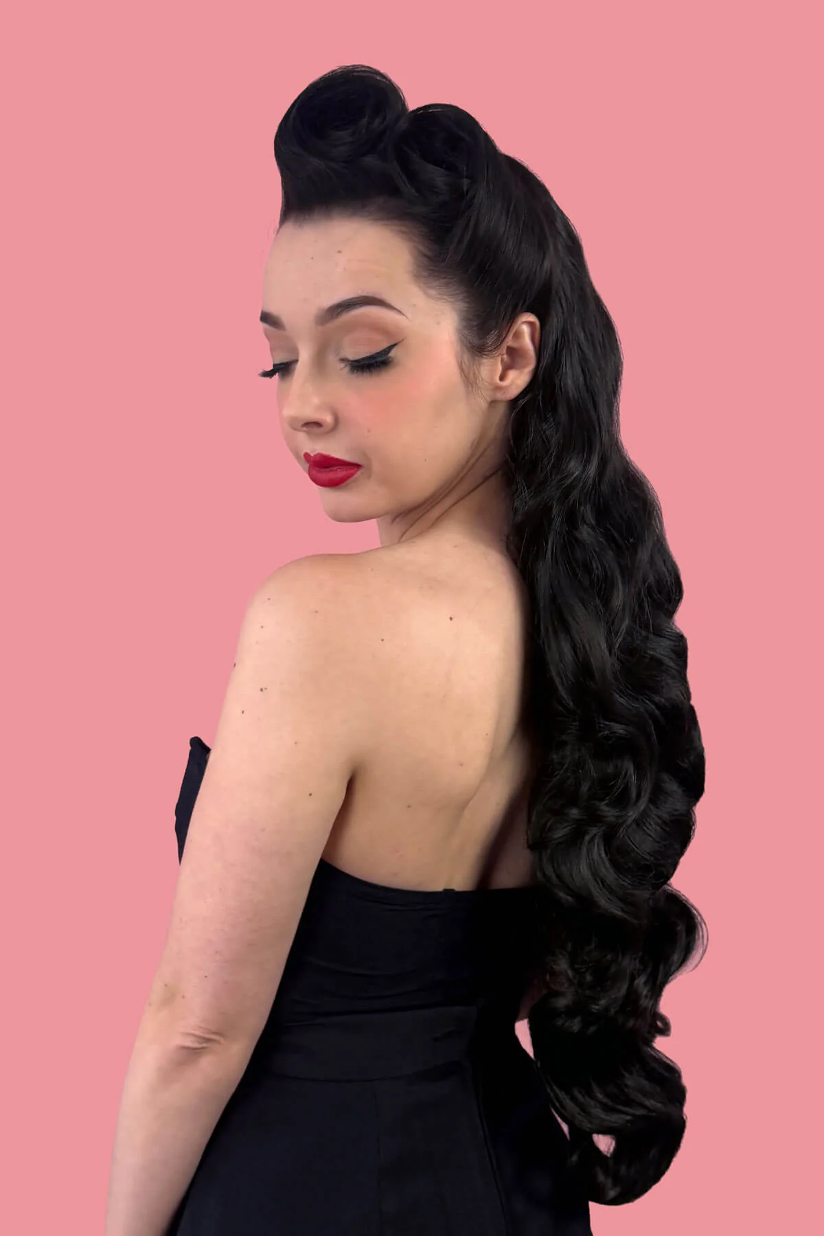 Ultra long half wig with hollywood waves: Mousumi - Image 22